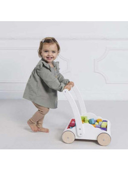 Pchacz drewniany z klockami Rainbow Cloud Le Toy Van