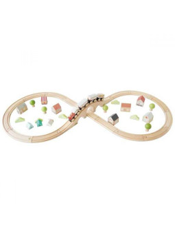 Kolejka drewniana tory w kształcie 8 z pociągiem Le Toy Van