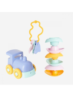 Zastaw zabawek dla małych dzieci: lokomotywa niebieska Le Jouet Simple