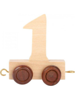 Wagon cyfra liczba 1  nauka liczenia small foot design- drewniana zabawka edukacyjna dla 3 latka