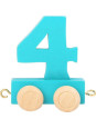 Wagon cyfra liczba 4 , nauka liczenia small foot design- drewniana zabawka edukacyjna dla 3 latka