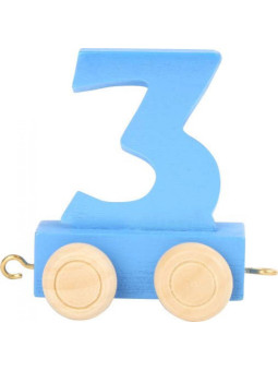 Wagon cyfra liczba 3, nauka liczenia small foot design- drewniana zabawka edukacyjna dla 3 latka