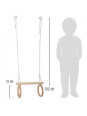 Wooden Trapeze with Gymnastic Rings