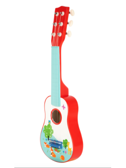 Gitara  dla dzieci lisek, zabawka montessori small foot design - drewniana zabawka muzyczna dla 3 latka
