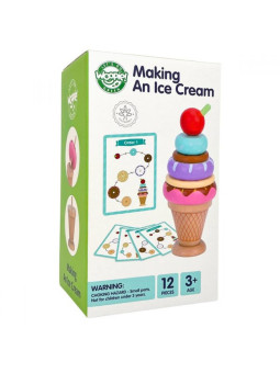 WOOPIE GREEN Drewniane Lody Układanka Montessori Cukiernia 12 el.