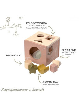 Sorter kształtów drewniany dla dziewczynki Micki różowy
