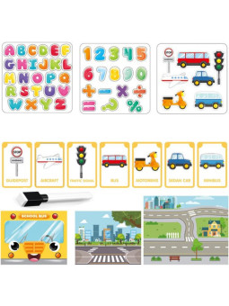 WOOPIE Tablica Magnetyczna Motyw Środki Transportu + Akcesoria 2 szt