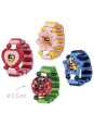 Wooden watch with elastic strap and movable hands - set of 8