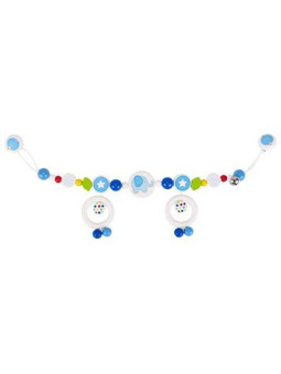 Pram chain elephant with clips, blue