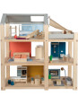 Natural Doll House with Furniture