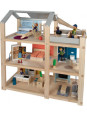 Natural Doll House with Furniture