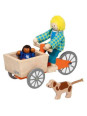 Cargo bike with 2 bendable dolls and dog Cargo bike with 2 bendable dolls and dog