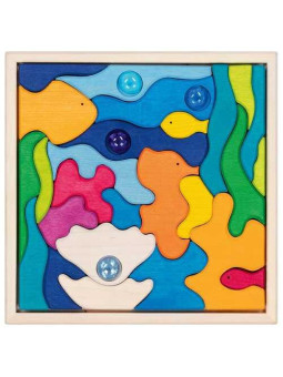 Landscape puzzle Sea lights with 4 glass stones, 23 x