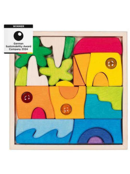 Landscape puzzle Honolulu with 3 glass stones, 23 x 23 x 3