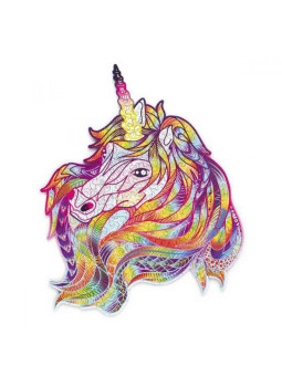 Puzzle drewniane tęczowy jednorożec