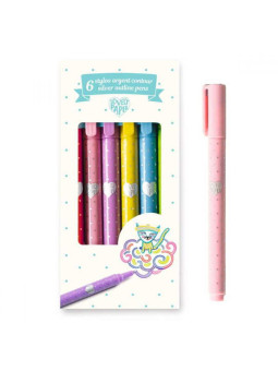 6 kolorowych mazaków ze srebrnym konturem DD03798