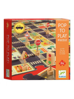 Puzzle ulice w mieście ze znakami drogow. DJ07161