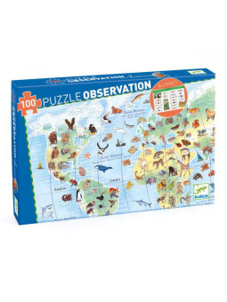 Puzzle ZWIERZĘTA ŚWIATA z książeczką 100el.DJ07420