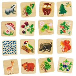 Zabawki drewniane  Zgadywanka dla dzieci memo - w lesie, pomoce montessori goki - goki - drewniana zabawka edukacyjna, zabawka d