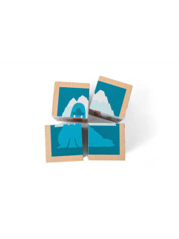 BS Toys, 4 drewniane klocki/puzzle Zwierzęta Arktyki