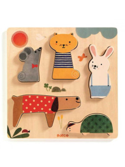 Drewniane puzzle ZWIERZĄTKA DJ01051