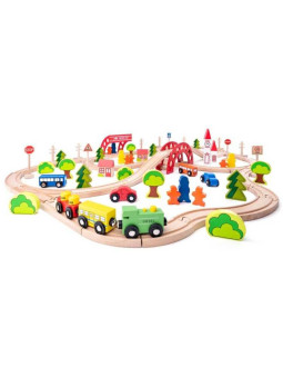 Kolejka drewniana z mostem