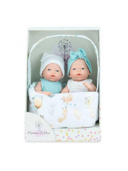 Lalka Mini Golosinas bliźniacy Marina & Pau 216 - 21 cm, Brzuszek: Winylowy, Kolor oczu: Niebieski