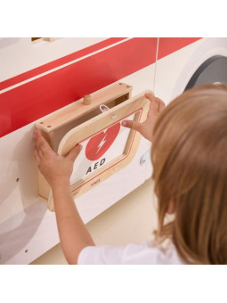 VIGA Duży Drewniany Ambulans Zestaw Karetka Małych Ratowników Akcesoria 25 el.