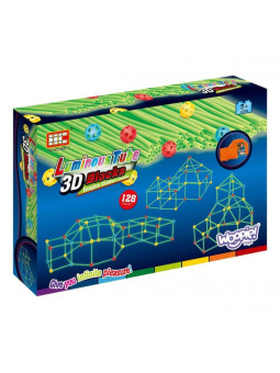 WOOPIE Duże Klocki Konstrukcyjne Namiot Słomki Rurki Świecące w Ciemności 128 el. - 3 szt