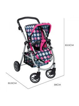 WOOPIE ROYAL Wózek dla Lalek Regulowane Siedzisko 4 Koła