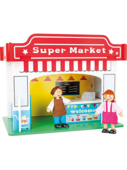 Drewniany domek dla lalek do zabawy - Supermarket