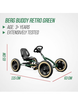 BERG Gokart Na Pedały Buddy Retro Green do 50 kg