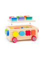 Drewniany wózek- sorter  z klockami 3 w 1 Drewniany wózek- sorter  z klockami 3 w 1