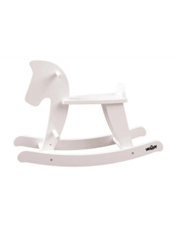 Drewniany konik na biegunach- biały