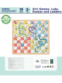 WOOPIE GREEN Gry Planszowe  Logiczne 2w1 Ludo Chińczyk + Uwolnij Zwierzątka