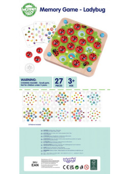 WOOPIE GREEN Memory Drewniana Gra Pamięciowa Edukacyjna Układanka Biedronka