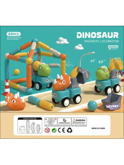 WOOPIE Klocki Magnetyczne Dinozaury Konstrukcyjne 84 el.