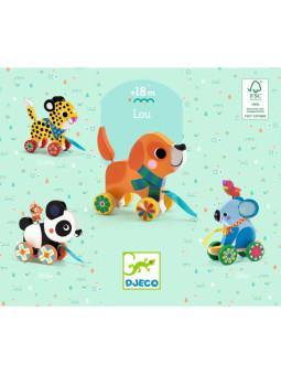 Drewniana zabawka do ciągnięcia Pies Lou DJ06258