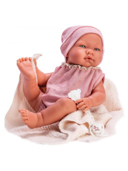 Lalka Maria z kocykiem Asi 0367010 - Dziewczynka, 43 cm, Brzuszek: Winylowy, Kolor oczu: Niebieski