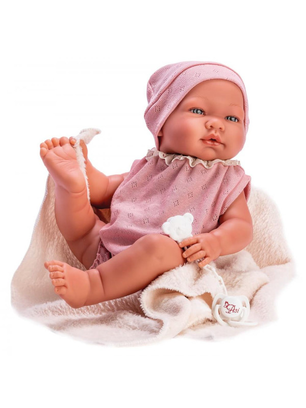Lalka Maria z kocykiem Asi 0367010 - Dziewczynka, 43 cm, Brzuszek: Winylowy, Kolor oczu: Niebieski