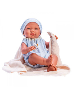 Lalka Pablo z kocykiem Asi 0367011 - Chłopiec, 43 cm, Brzuszek: Winylowy, Kolor oczu: Niebieski