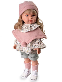 Lalka Bella w ponczo Antonio Juan 28331 - Dziewczynka, 45 cm, Brzuszek: Winylowy, Kolor oczu: Niebieski, Kolor włosów: Blond