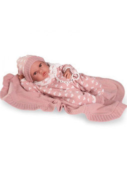 Lalka Erika z kocykiem Antonio Juan 50418 - Dziewczynka, 42 cm, Brzuszek: Winylowy, Kolor oczu: Brązowy