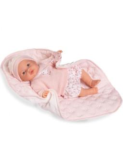 Lalka Bimba płacząca z kocykiem 37 cm Antonio Juan 14365 - Dziewczynka, 37 cm, Brzuszek: Miękki, Kolor oczu: Niebieski