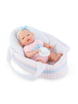 Lalka Mini Golosinas Baby w nosiedełku Marina & Pau 262 - Dziewczynka, 21 cm, Brzuszek: Winylowy, Kolor oczu: Niebieski