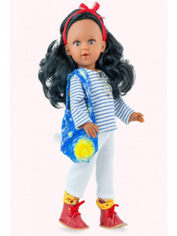 Lalka Marina Love Art Marina & Pau 1508 - Dziewczynka, 40 cm, Brzuszek: Winylowy, Kolor oczu: Brązowy, Kolor włosów: Czarny