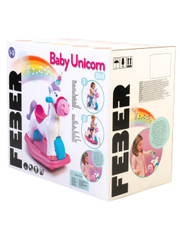 FEBER Interaktywny Bujany Jednorożec 2w1 – Jeździk Biegowy