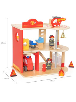 VIGA Drewniany Garaż Remiza Straży Pożarnej Zestaw 14 el