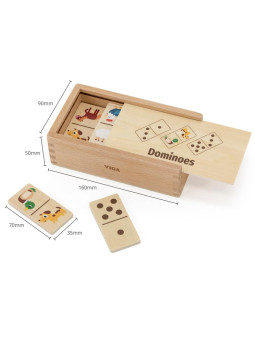 VIGA Drewniane Domino 2w1 Zwierzęta i Liczby