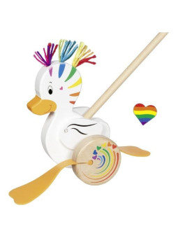 Tęczowa Kaczka Lou do pchania na patyku